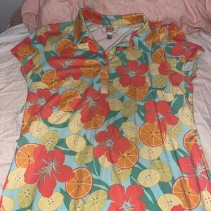 talbots tropical fruit polo dress